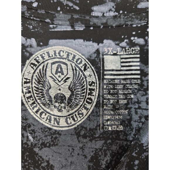 Affliction T-Shirt Built For Speed Black Skull Wings Men's size 3XL Distressed - Picture 3 of 10